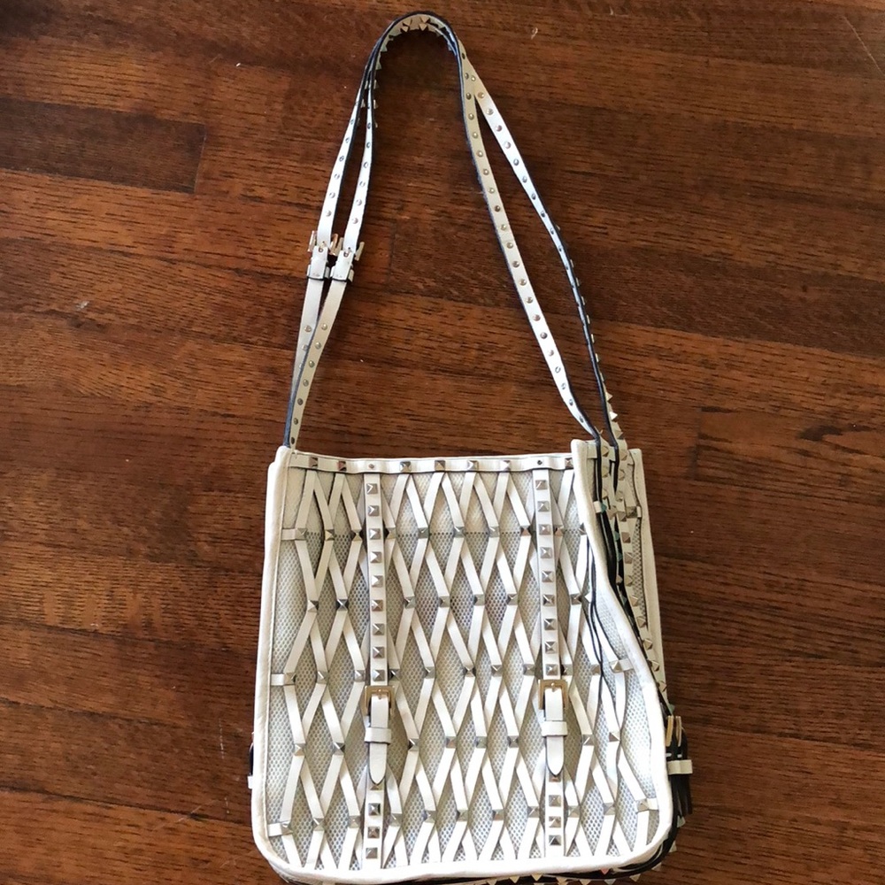 Valentino White Handbag with Metal detail